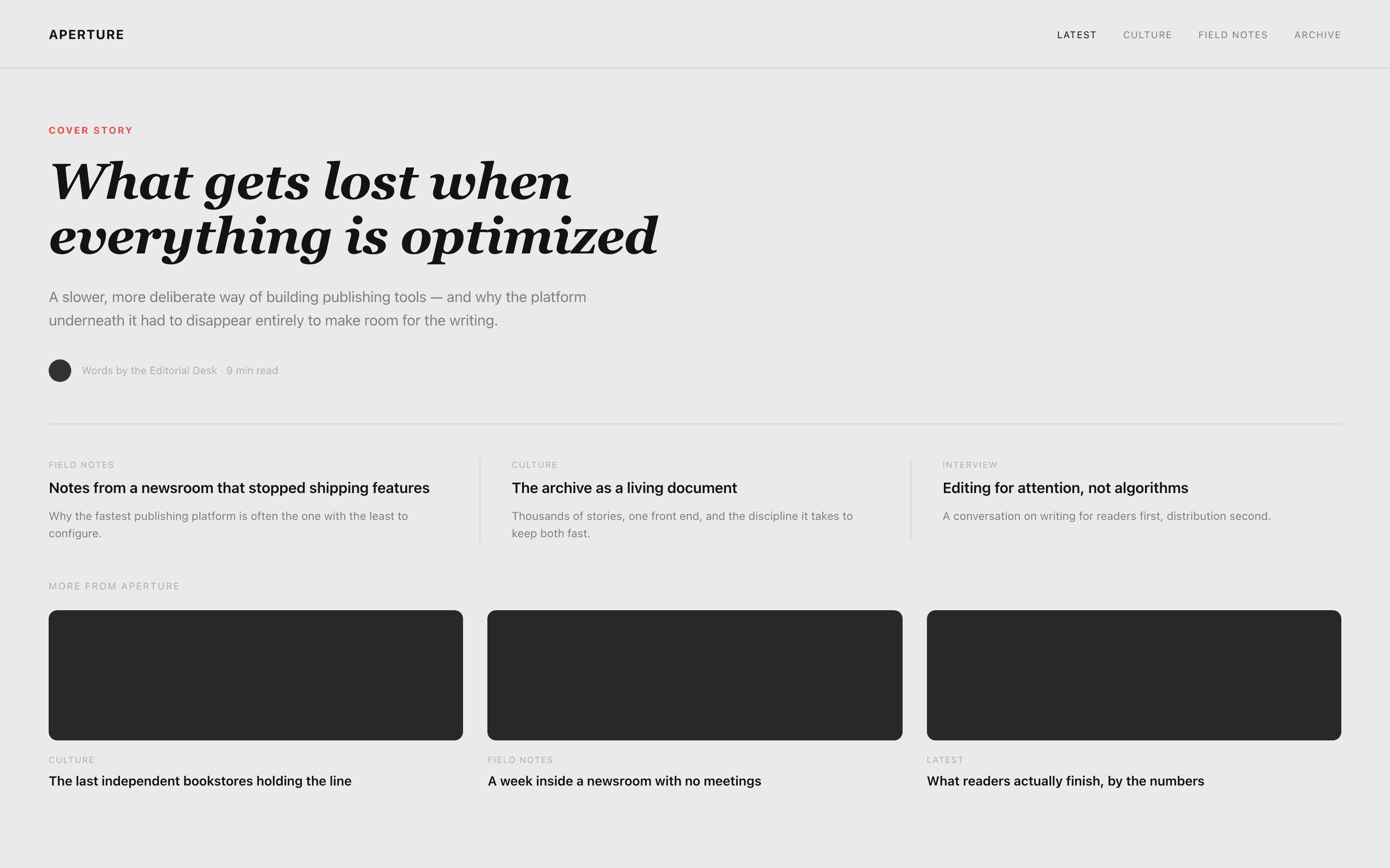Aperture — A news website that loads instantly, every time.